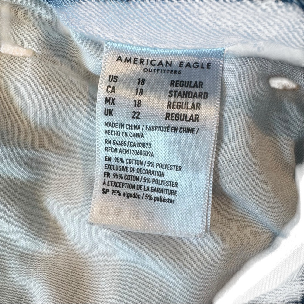 American Eagle Curvy Mom Jean Women Blue Distressed‎ Plus Size 18 #090 - Picture 7 of 8